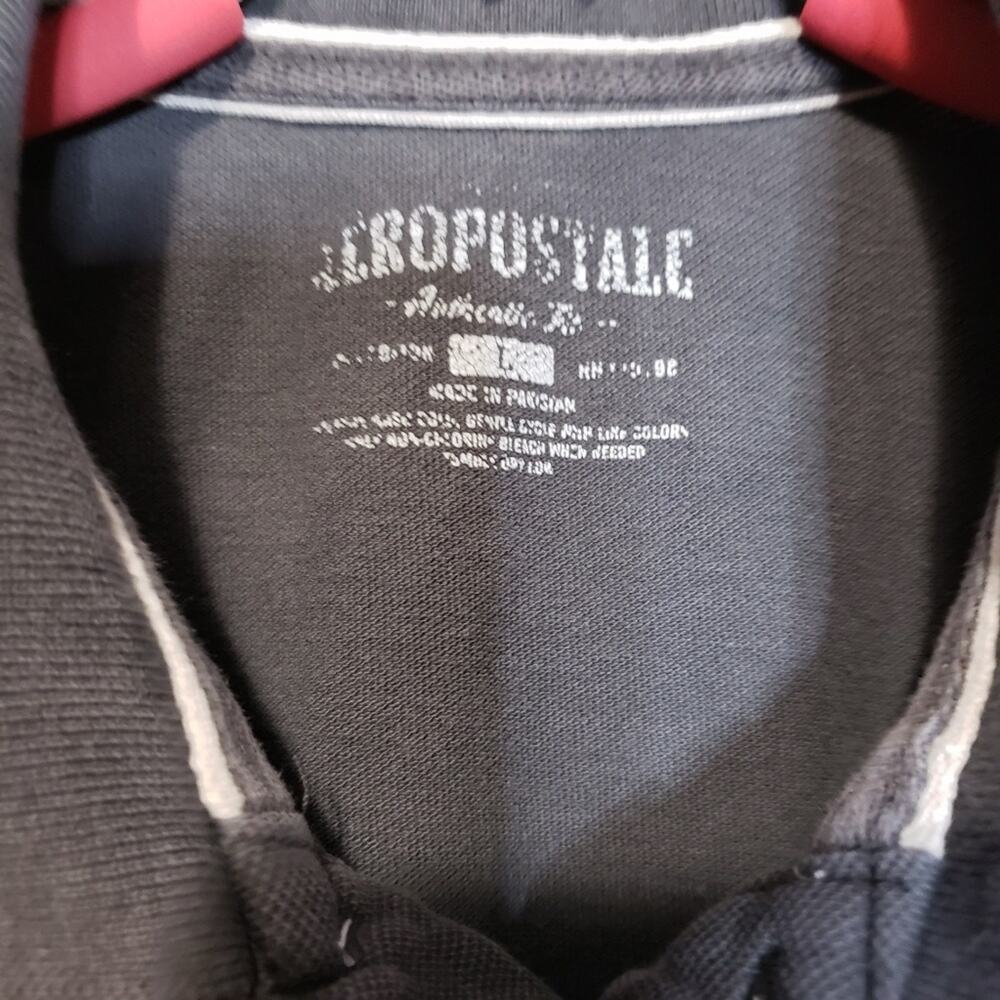 Aeropostale Distressed Regular Fit Dark Grey Short Sleeve Golf Polo L - Picture 4 of 8